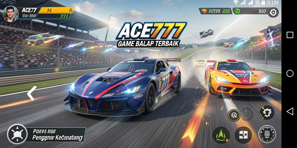 Tampilan gameplay ACE777 yang mendebarkan saat balapan.