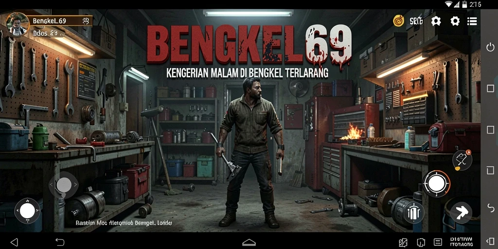 Tangkapan layar BENGKEL69 menunjukkan suasana mencekam di dalam bengkel angker.