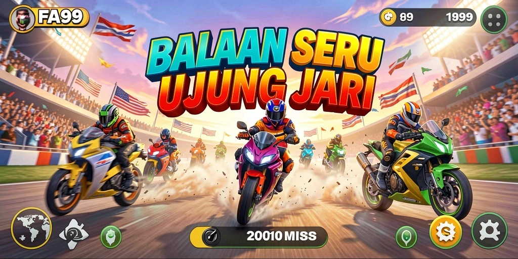 Screenshot FA99 menampilkan aksi balapan yang mendebarkan dan mobil yang kencang.