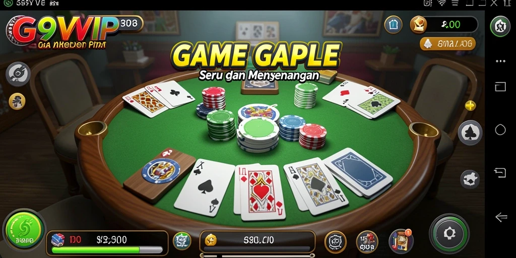 Screenshot G9VIP menampilkan gameplay Gaple yang seru dan interaktif.