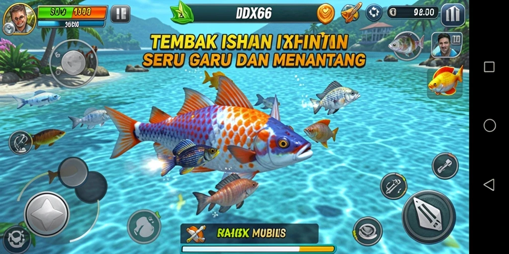Tampilan screenshot gameplay seru dalam IDX66 saat menembak ikan.