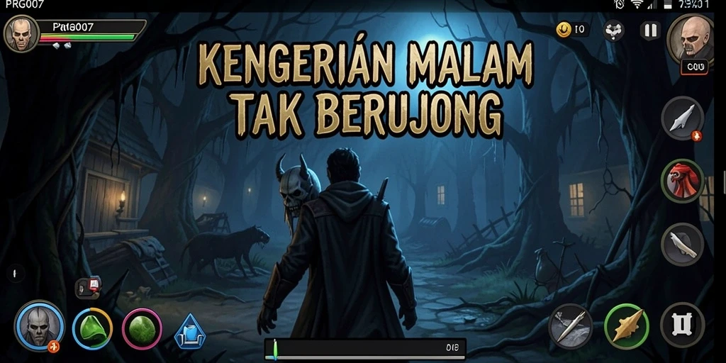 Screenshot gameplay PRG007 menampilkan suasana gelap dan menakutkan.