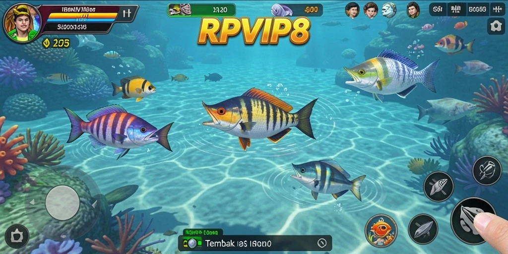 Tangkapan layar gameplay RPVIP8 yang menghadirkan aksi Tembak Ikan.