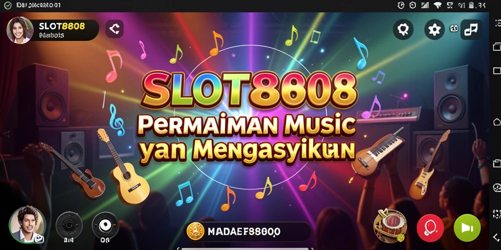 Tampilan gameplay SLOT8808 dengan berbagai pilihan lagu musik.