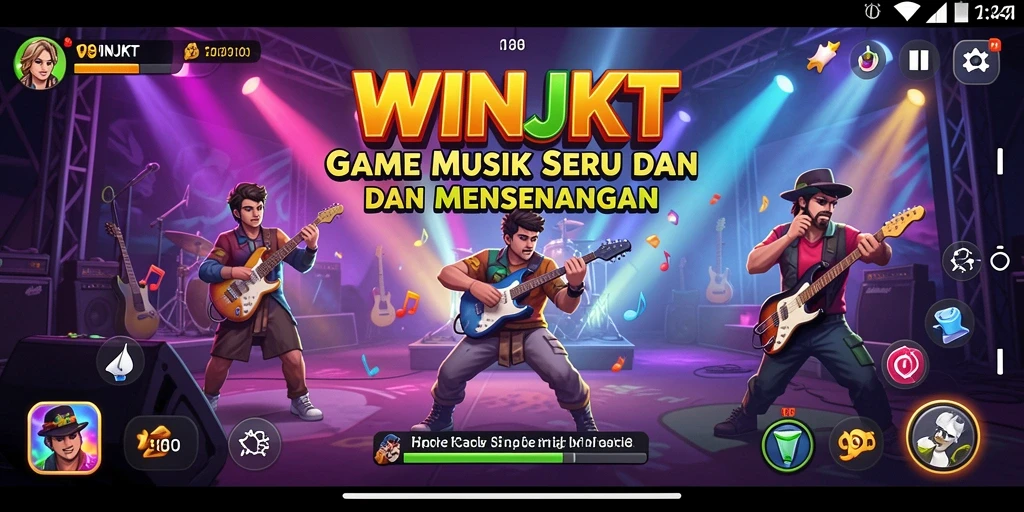 Tampilan gameplay WINJKT dengan berbagai tantangan musik.